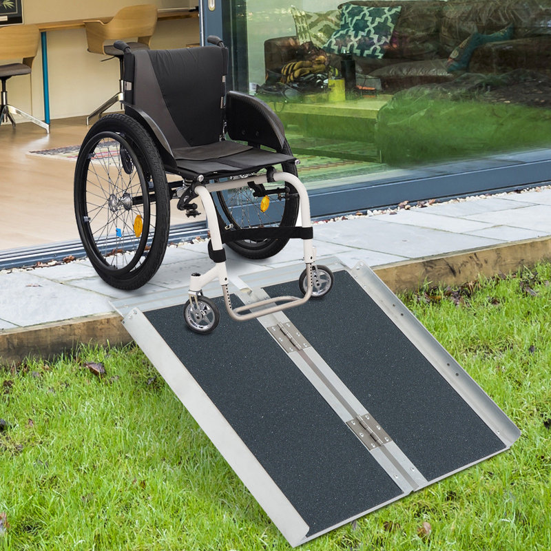 2' Folding Portable Mobility Wheelchair Threshold Ramp & Reviews